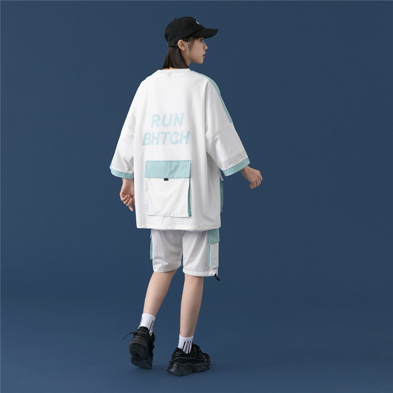 短袖t恤男女情侣运动套装夏季2021年新款时尚休闲两件套TZ12-P88，女装运动套装，星座308B-2