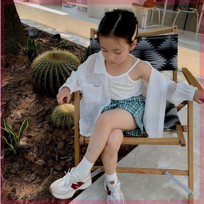 여아 여름 셔츠 자외선 차단 가디건 아동용 한식 라펠 셔츠 작은 재킷 가벼운 봄 여름 의류