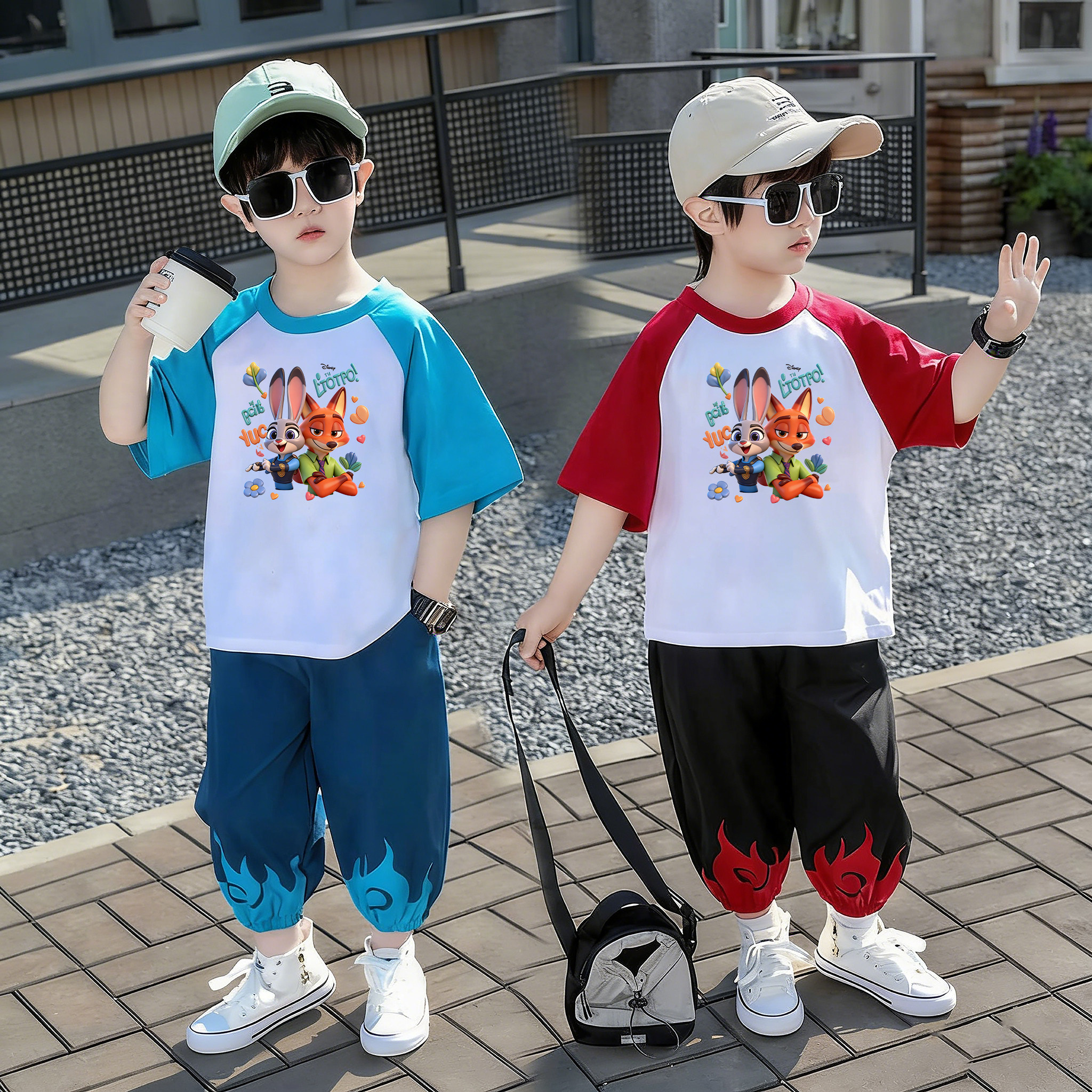 男童冰丝运动套装夏季薄款