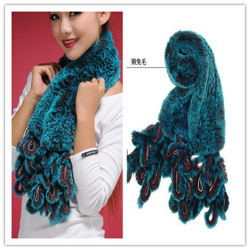 YH Cherry shop 2019 new pattern Rabbit hair Autumn and winter keep warm scarf Peacock Tail tassels leather and fur scarf Collarin the Accessories/Leather belt/Hat/Muffler , Muffler/Scarves/Shawl  category - from Buy2taobao.com to provide professional Taobao agent buy service