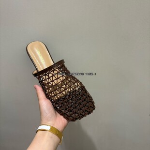 Spring Day | 新款外穿夏低跟方头网状镂空渔网厚底穆勒拖女鞋3cm