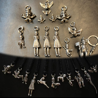 泰银士兵骷髅皮绳圆珠朋克项链