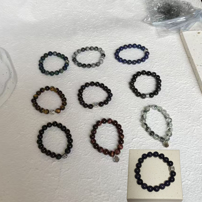 醒狮S925纯银珠黑曜石天珠手串