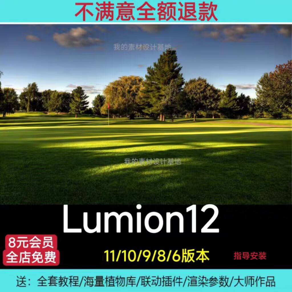 Lumion12/11/10/10.3/9/8/6中文版指导安装送素材教程可仅退款