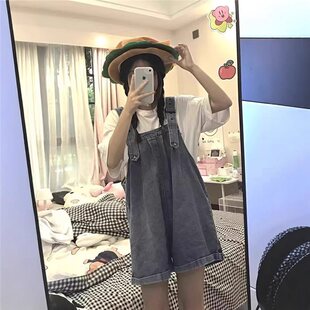 设计感洋气减龄背带裤 牛仔背带短裤 宽松显瘦阔腿裤 夏季 女2025新款