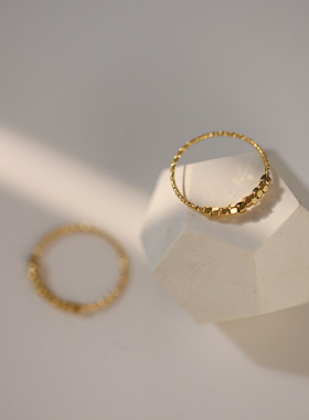 JZ069 梓琦饰品 冰块批花戒指六边形小方块精致小巧款 钛钢保色