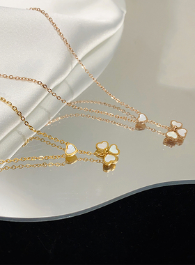 小众设计感爱心四叶草项链女