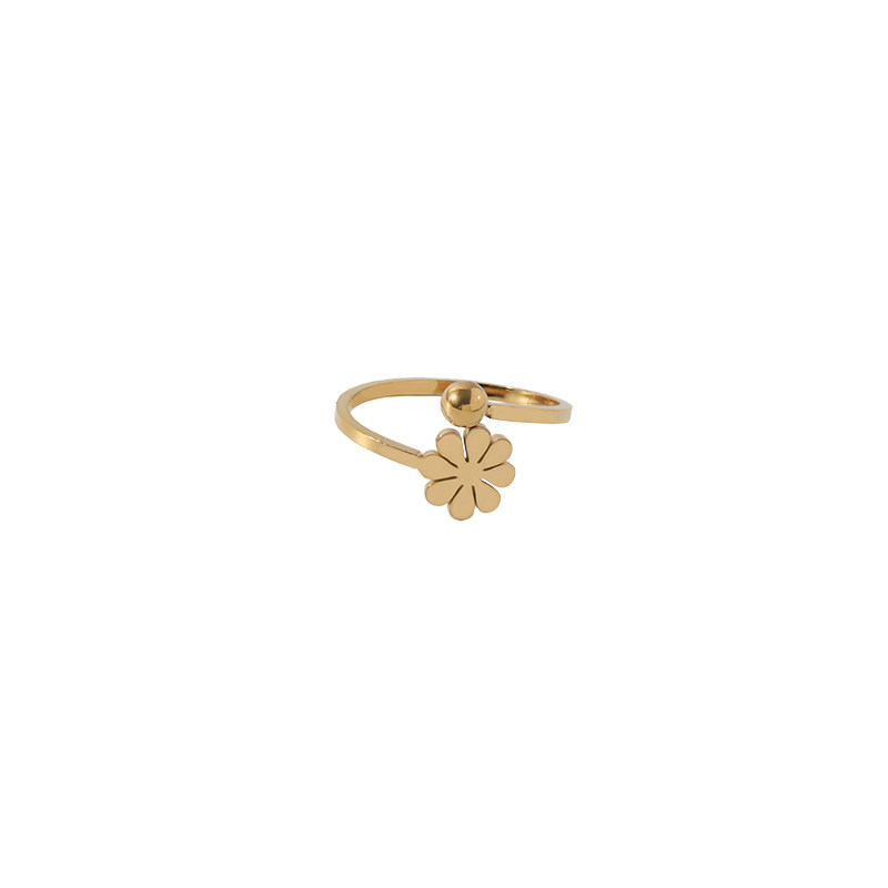 TITANIUM STEEL INDEX FINGER RING RING WOMENS FASHION PERSONALITY COLOR GOLD DAISY INS TIDE COLD WIND NICHE DESIGN INTERNET CELEBRITY OPENING