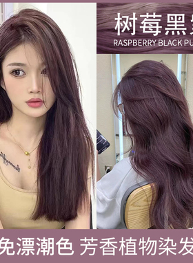 树莓黑紫色染发膏cc免漂浆果莓红色ac染发剂2022流行色显白植物纯