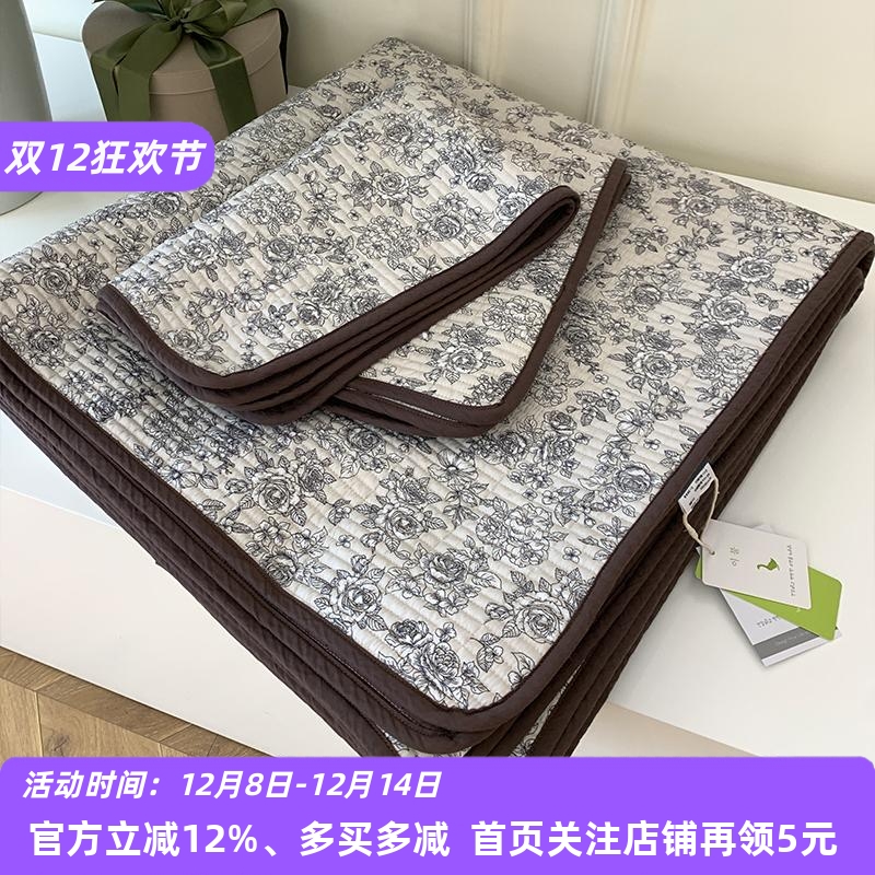 法式复古全棉床盖三件套加厚夹棉