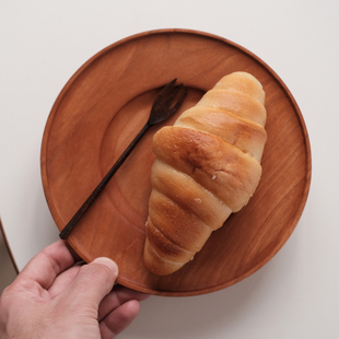 日用器 樱桃木整木小圆盘 托盘食碟