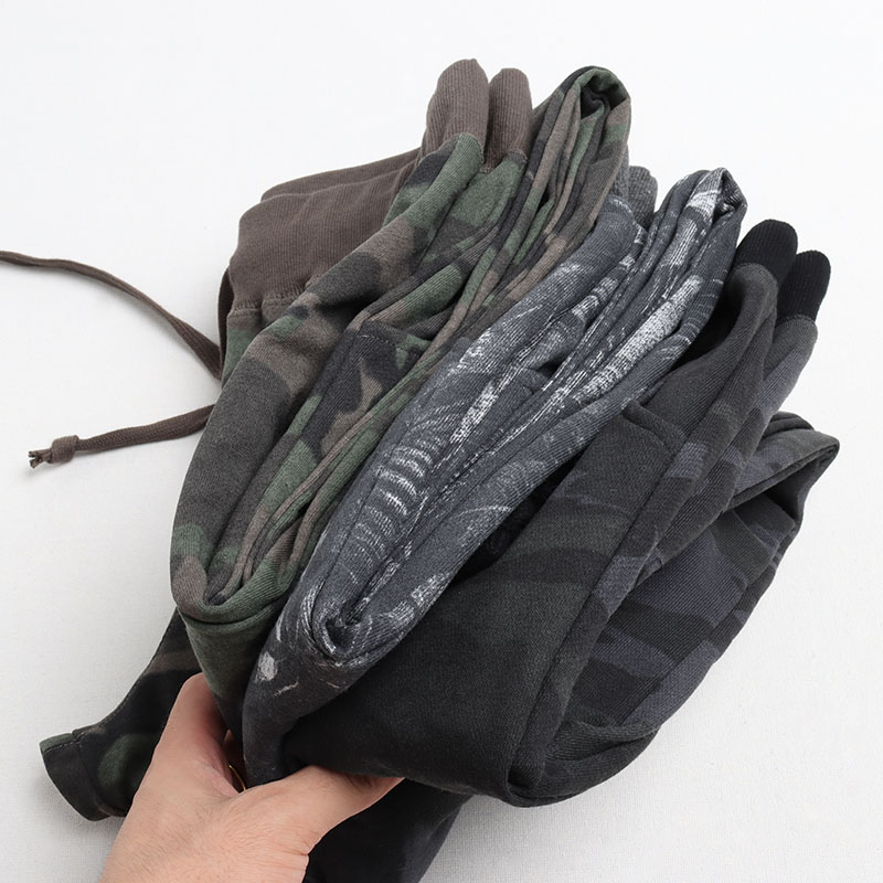 出口尾货春秋男女休闲毛圈棉长裤高腰束脚哈伦裤迷彩时尚运动卫裤