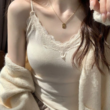 蕾丝吊带背心女带胸垫V领纯欲风2025新款夏季针织内搭外穿小上衣