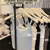 上衣 短款 假两件蕾丝花边小吊带背心女带胸垫夏季 纯欲内搭辣妹修身