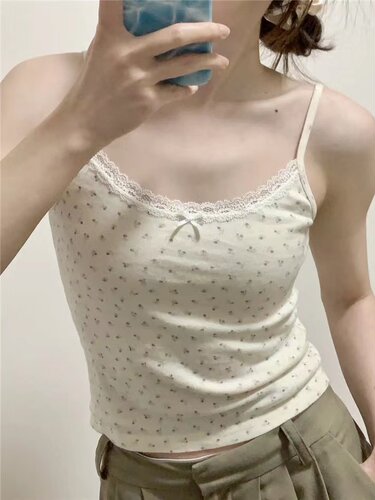 纯欲蕾丝碎花吊带女带胸垫