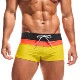 弹力腰头运动游泳短裤 黄黑拼接沙滩裤 速干平角泳裤 TADDLEE男士