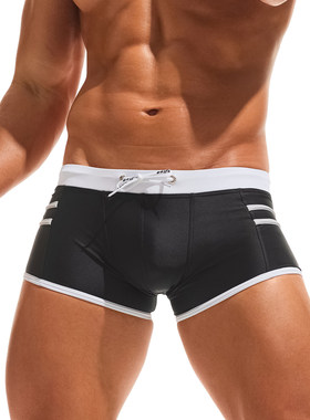 TADDLEE男士平角泳裤速干防尴尬黑白撞色专业训练游泳裤沙滩裤