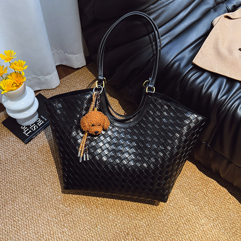 高级感大容量编织纹单肩秋冬季新款个性休闲简约风通勤百搭托特包,箱包皮具/热销女包/男包,托特包,淘宝优惠券,粉丝福利购,淘宝优惠卷