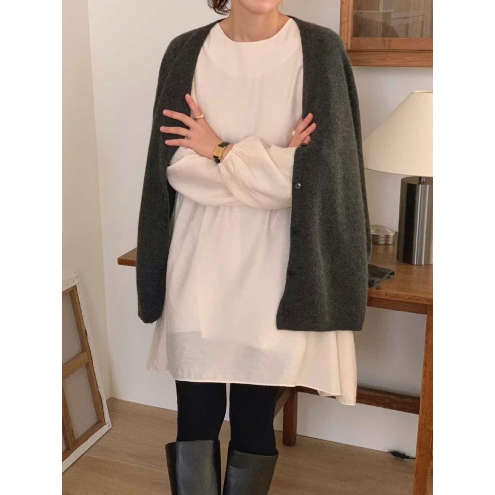 九1129韩国东大门连衣裙区FLAMINGO-8714593秋季大气通勤浪漫纯色