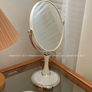 学生宿舍手持镜子办公室桌面可爱简约双面镜 镜子化妆镜女家用台式