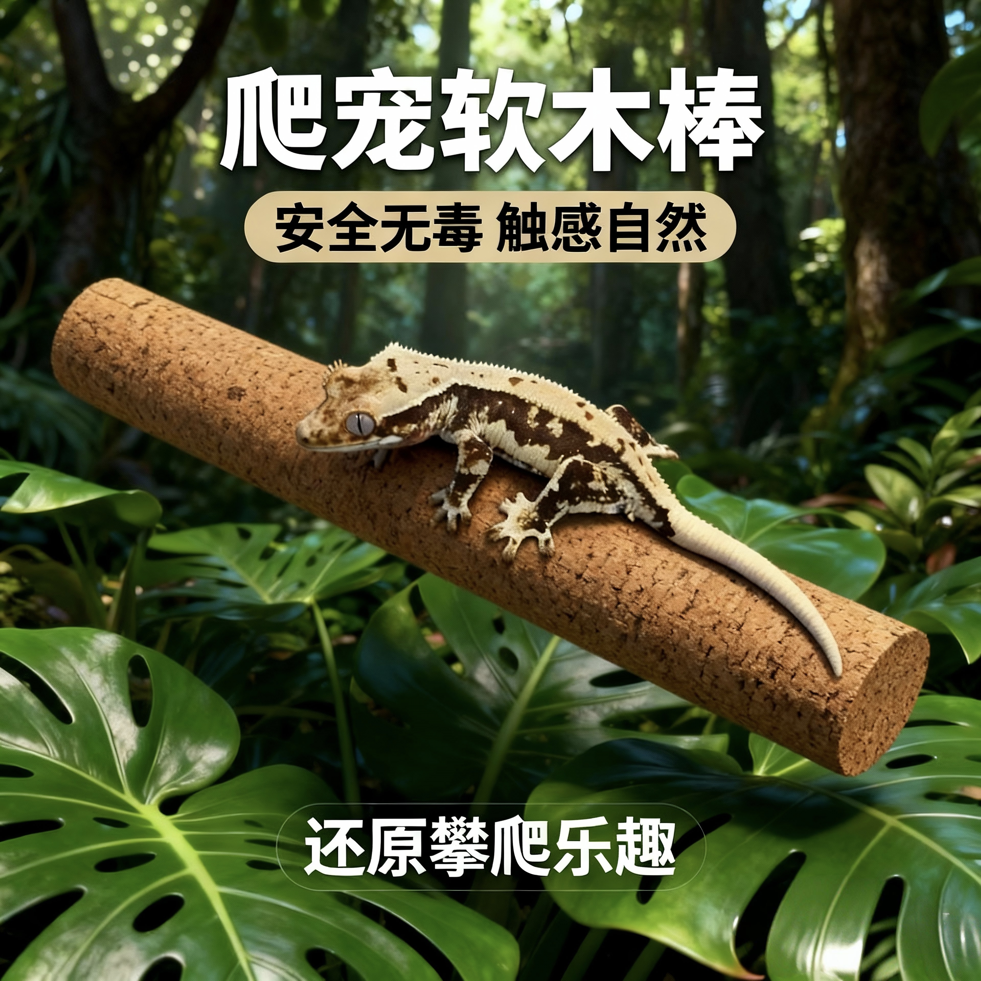 睫角守宫软木攀爬棒可水洗裁剪