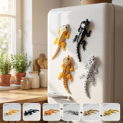 3D打印睫角守宫仿真蜥蜴模型磁吸