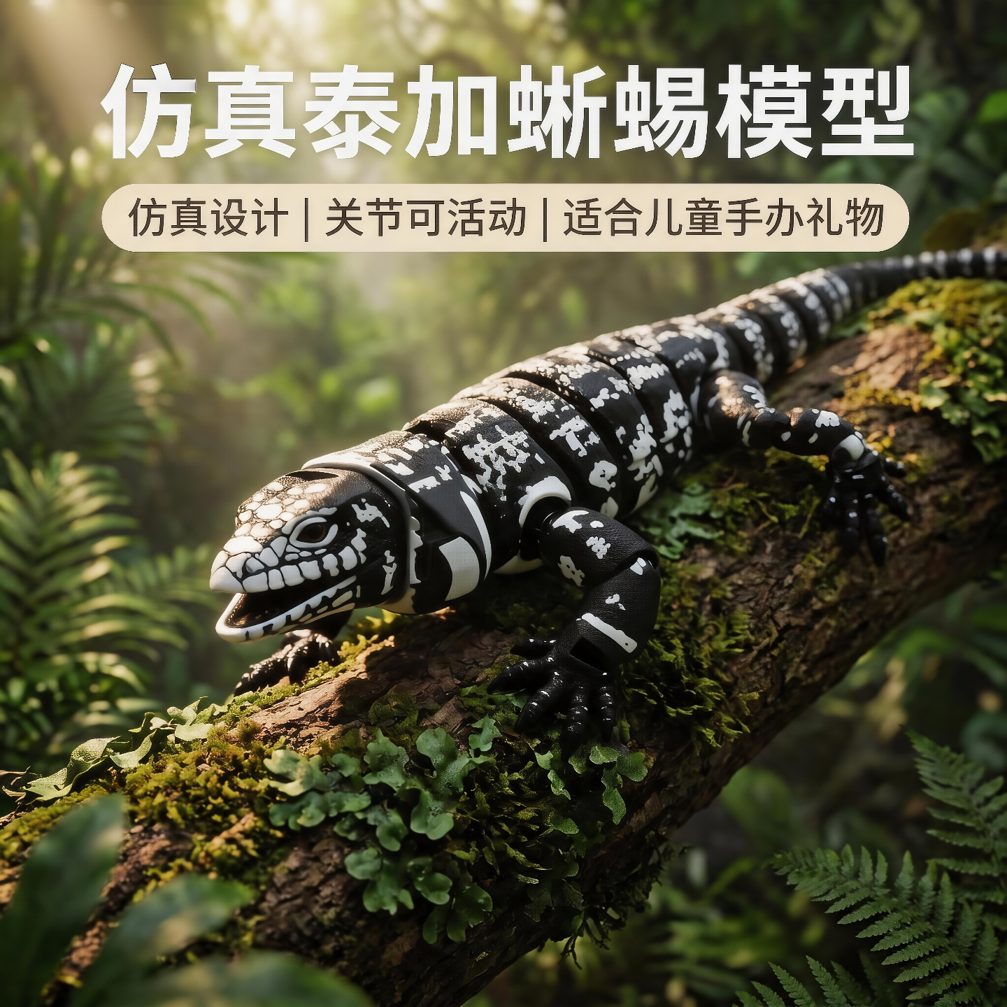 3D打印仿真泰加蜥蜴动物模型摆件