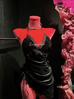 【 Belmod 】 Red velvet adjustable high slit to cover the lower abdomen and make one look slimmer sleeping dress thumbnail 2