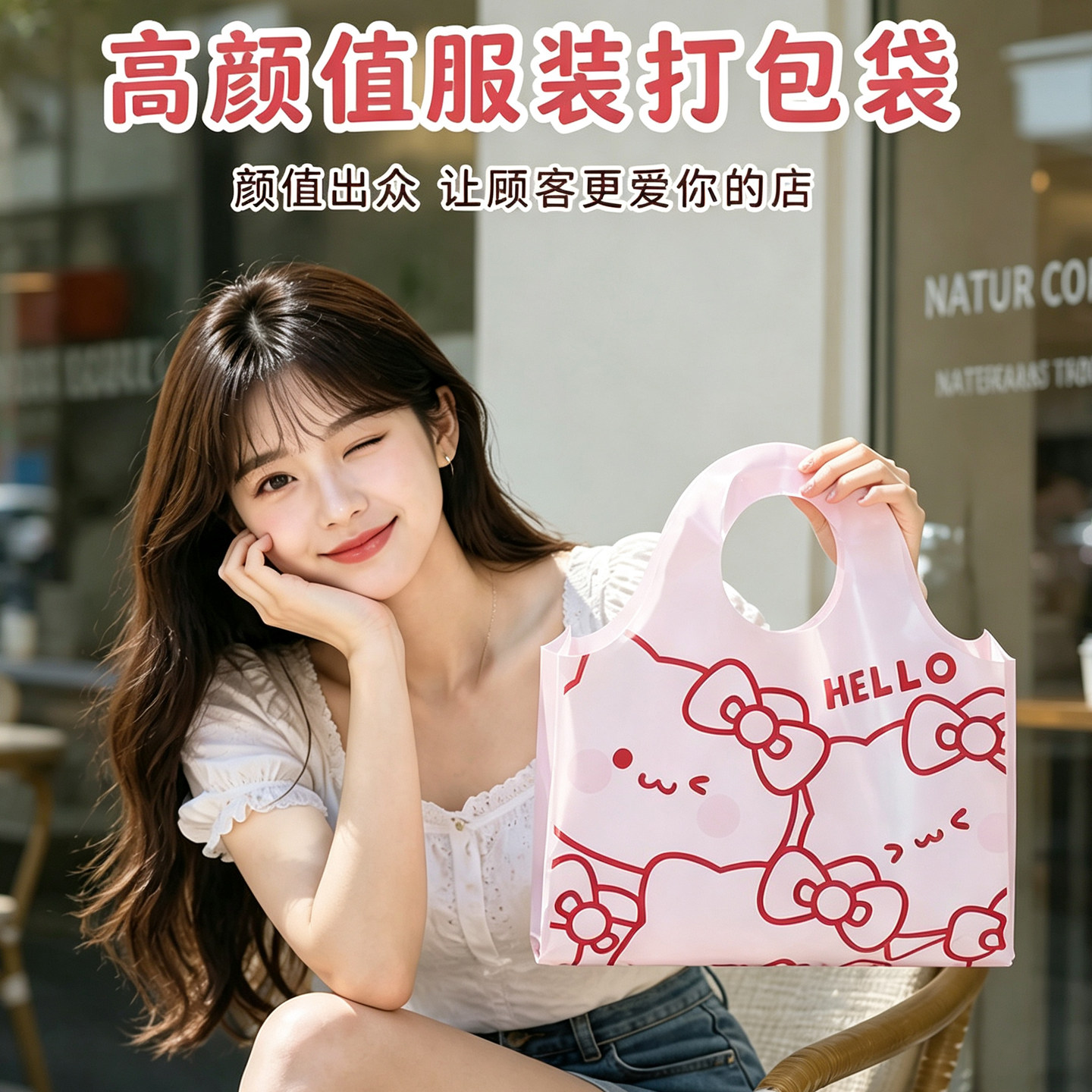 可爱粉色服装店手提袋精致礼品袋女装购物袋定制内衣包装袋子X120