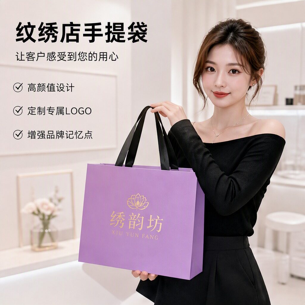 纹绣工作室手提袋定制修复膏术后护理礼品袋小号色料购物袋子X196
