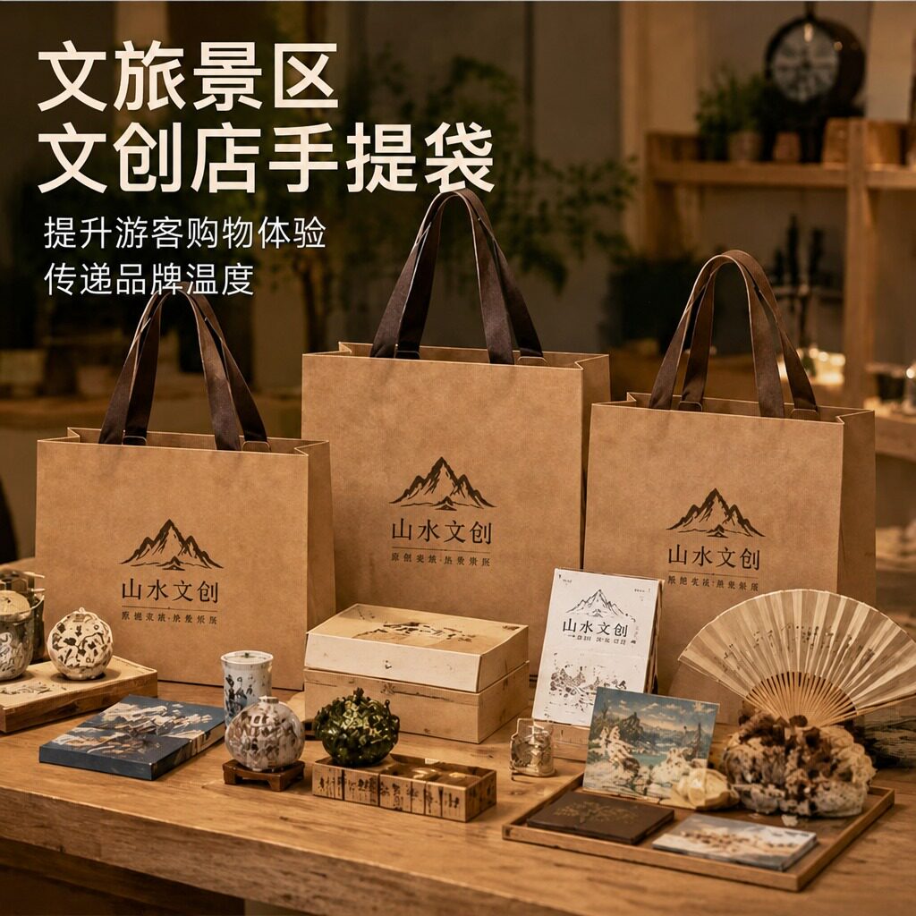 复古文创店手提袋定制伴手礼纸袋小号精美旅游城市周边包装袋X193