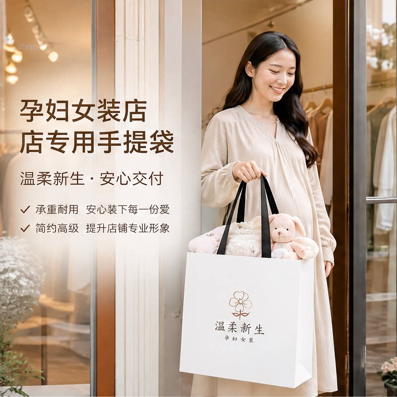 服装店手提袋定制孕妇女装店购物袋纸袋孕妈妈月子服礼品袋子X219