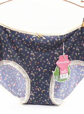 3条包邮彩田中腰32396高腰32397平角冰丝抗菌可爱小碎花少女内裤