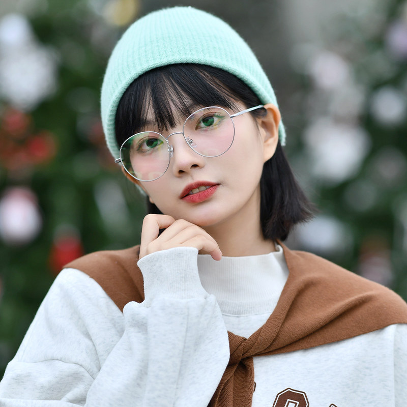 近视眼镜女可配有度数超轻复古圆框大脸眼镜框男配近视镜女韩版潮