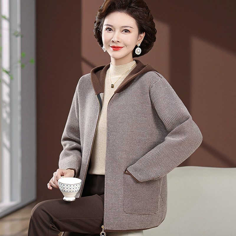 2026连帽毛呢拉链外套妈妈装