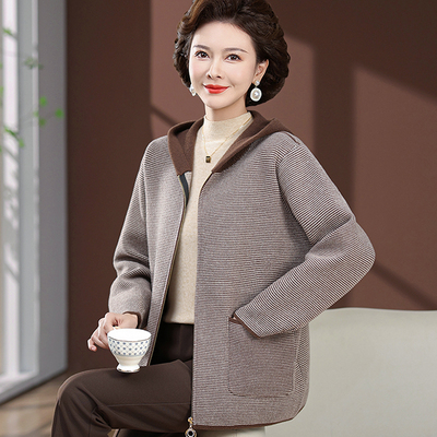 2026连帽毛呢拉链外套妈妈装