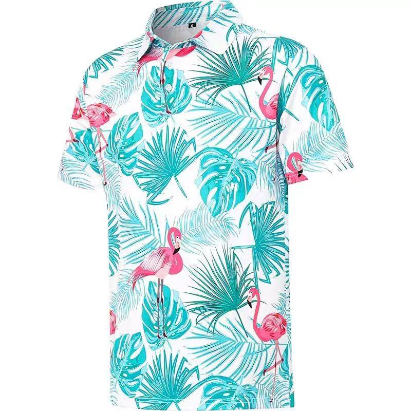2025夏季潮奢印花涤纶高端面料男女通用户外运动高尔夫球服POLO衫