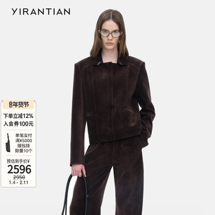 【YIRANTIAN】设计师冬款复古摩登显瘦灯芯绒箱型短夹克外套女