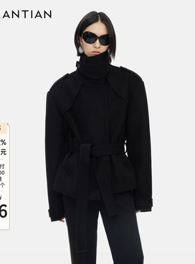 【YIRANTIAN】设计师冬款简约高级保暖羊毛廓形CIPHER短风衣女