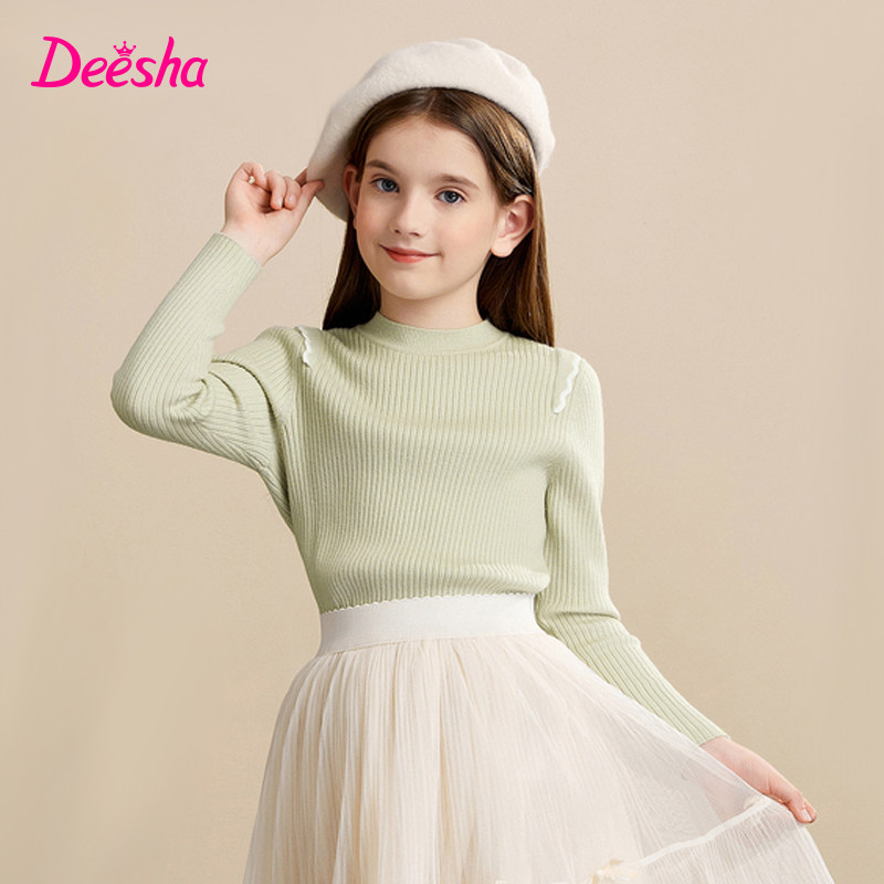 笛莎女童毛衣秋冬装新款女大童儿童半高领宝宝打底针织衫冬季迪莎