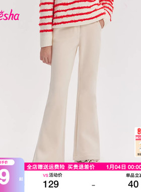 笛莎童装女童裤子2025秋冬装新款中大童儿童洋气喇叭裤厚加绒长裤