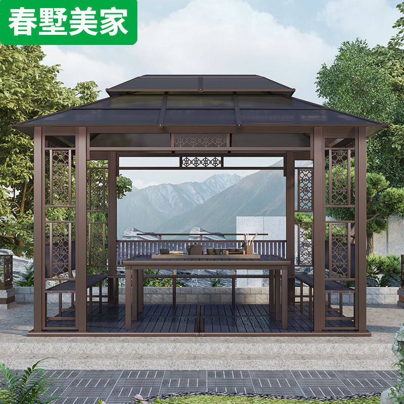 户外庭院凉亭遮阳棚帐篷花园农庄新中式移动室外天台别墅四角亭子