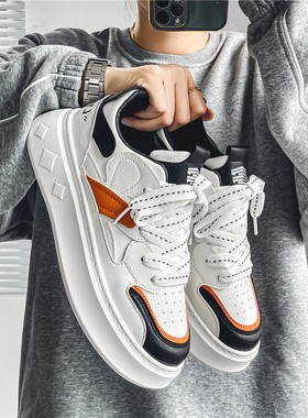 康奈官方正品男鞋冬季潮流百搭低帮休闲板鞋学生运动厚底增高小白