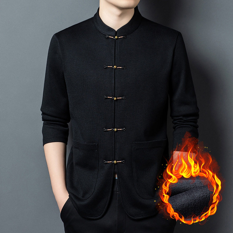 恒源祥2025冬装新款中年男士加绒复古衬衫立领盘扣保暖唐装新中式,男装,唐装,淘宝优惠券,粉丝福利购,淘宝优惠卷