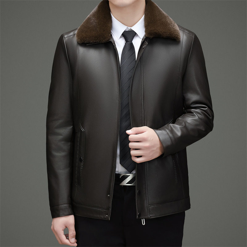 恒源祥中年男士皮衣秋冬加绒加厚爸爸冬装皮毛一体外套中老年人PU,男装,皮衣,淘宝优惠券,粉丝福利购,淘宝优惠卷