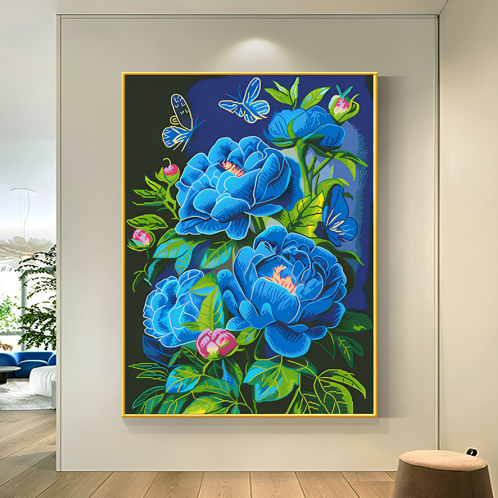 蓝色妖姬卧室串珠绣花草系列