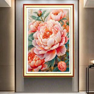 珠绣十字绣全珠子绣花开富贵牡丹花竖版新款卧室新款彩珠绣串珠绣