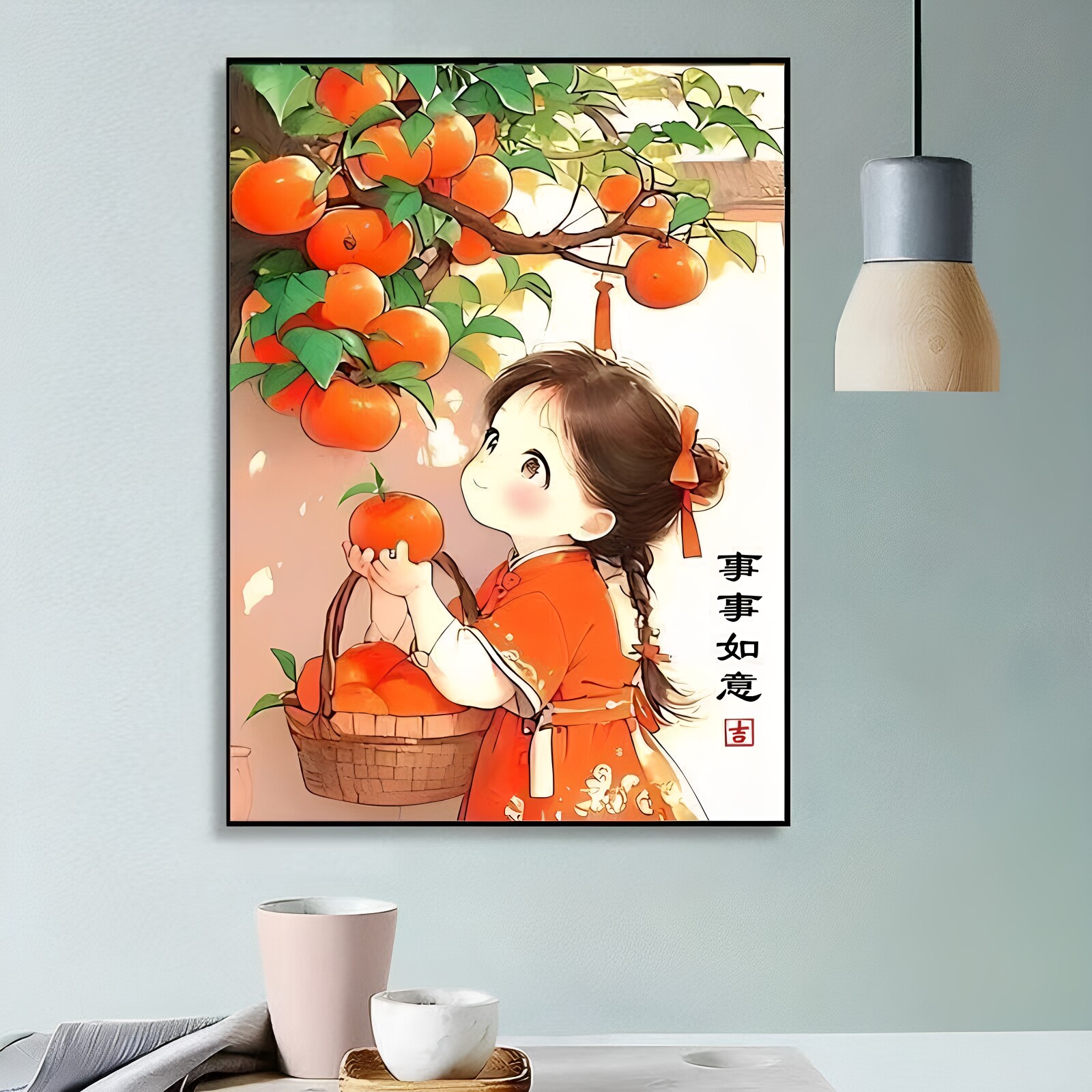 珠绣十字绣全珠子绣事事如意小女孩竖版卧室小图新款彩珠绣串珠绣