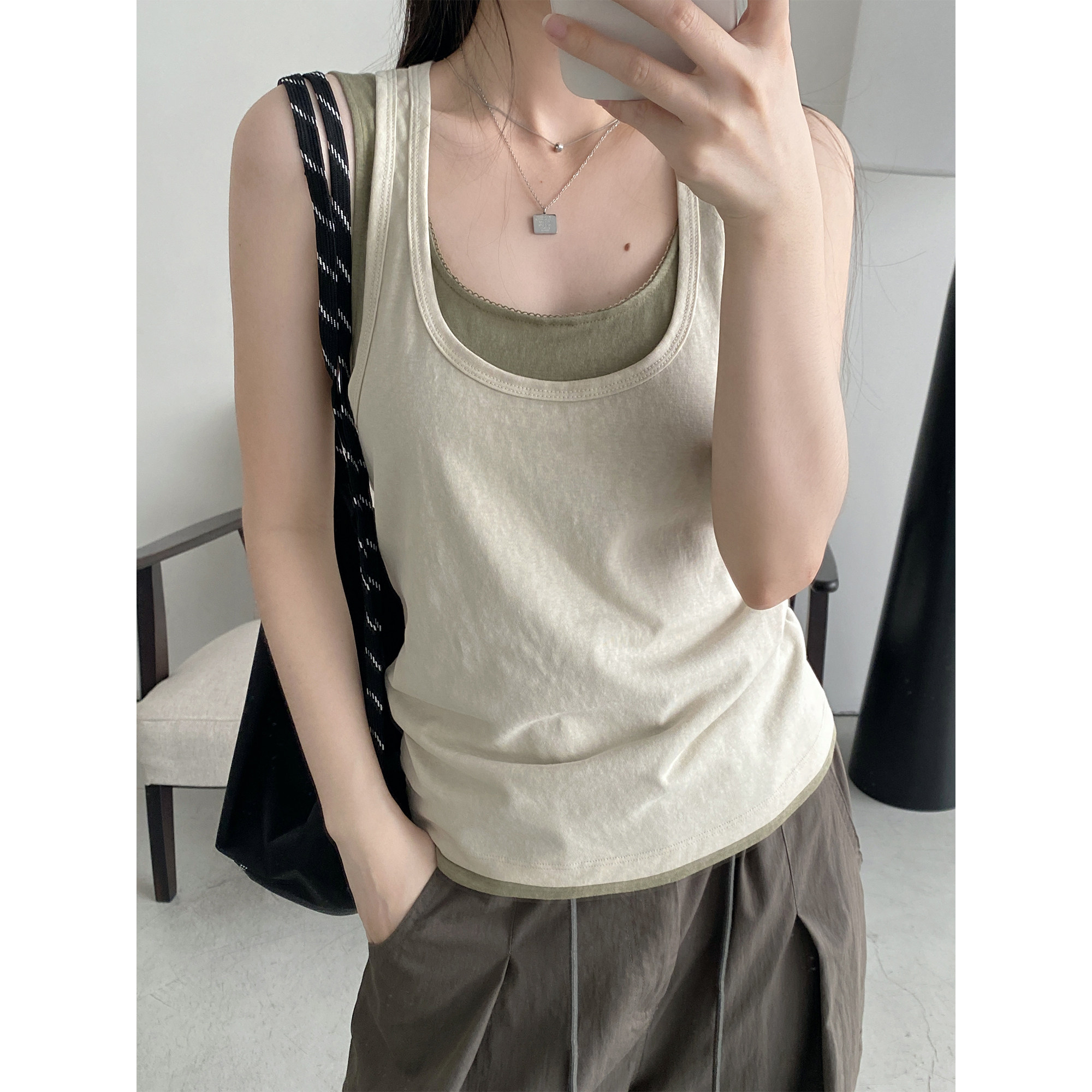 吊带背心女新款夏外穿女两件套图片