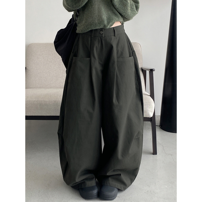 夏季薄款宽松阔腿裤女纯色休闲裤
